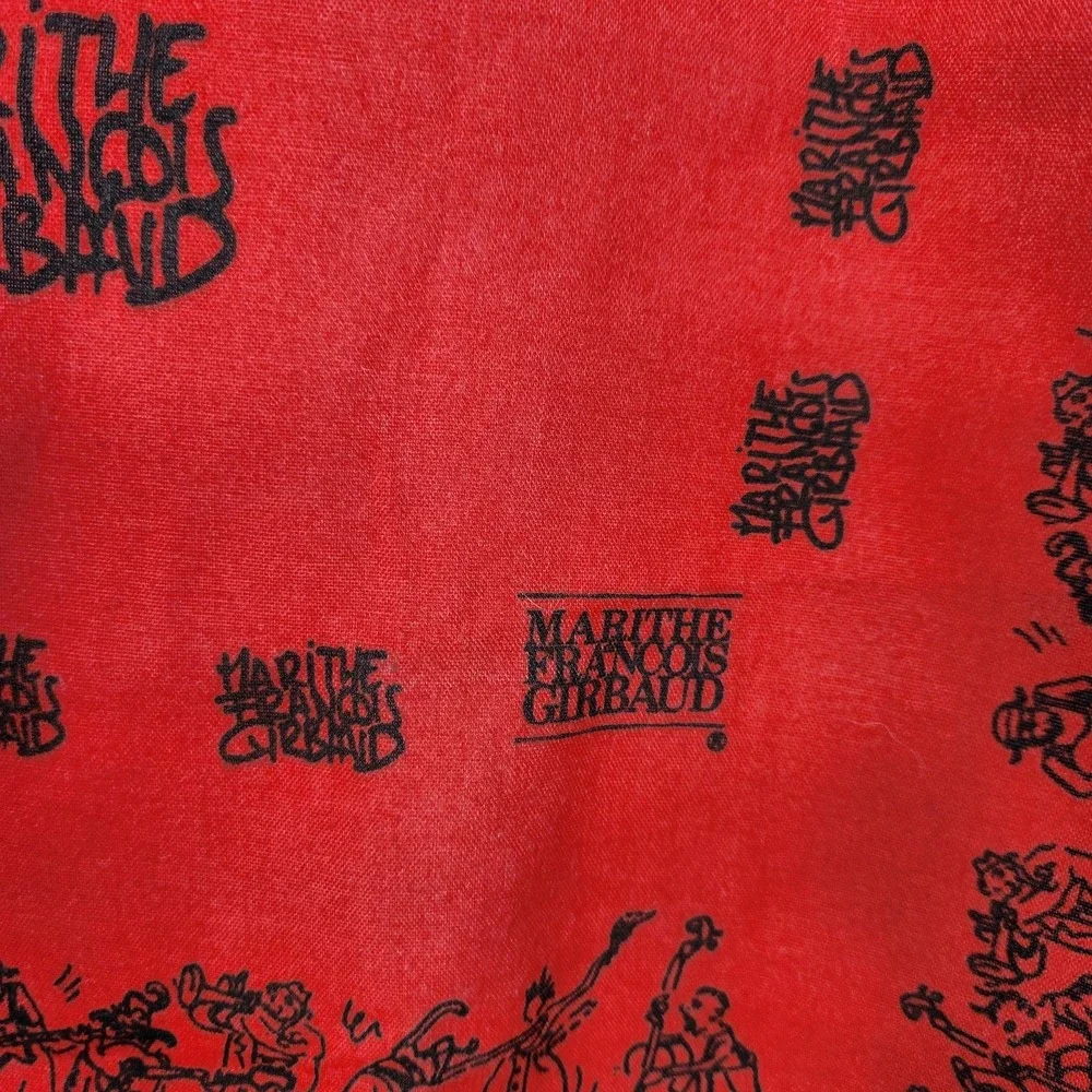 Vtg Rare MARITHE FRANCOIS GIRBAUD Bandana Scarf Red Back To School Square